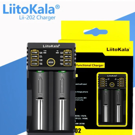 Зарядний пристрій Liitokala Lii-202, Ni-Mh/Li-ion/Li-Fe/LiFePO4, Type-C, Powerbank, LED, Box